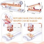 Rose Gold Desk Accessories Office Supplies Set, File Holder, Magazine File Organizer, Pen Holder, Stapler, Staple Remover, Staples, Tape Dispenser, Ballpoint Pen, Scissor, Binder Clips for Office - Image 3